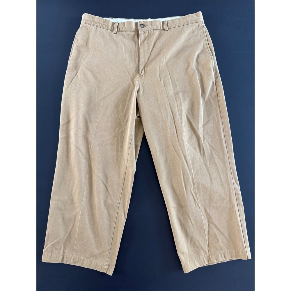 LL Bean Double L Natural Fit Chino Pants Mens 38x24 Tan Capri Cropped Cotton